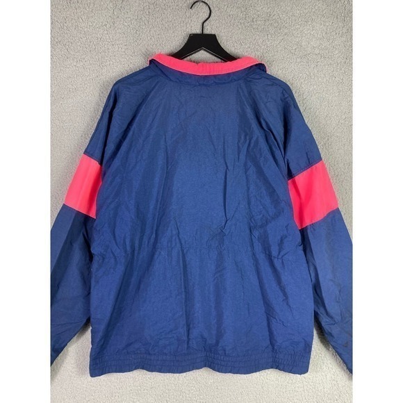 Vintage Fila Jacket Neon Pink Blue Made‎ in USA Large Full Zip Windbreaker 90s - Picture 14 of 15